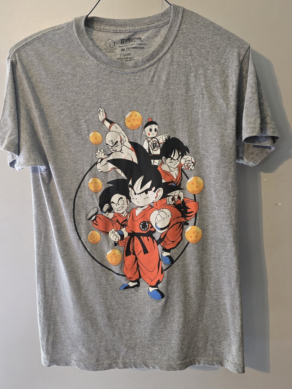 Small 34/36 Dragon Ball Z Men's t-shirt tee GREY ORANGE VG